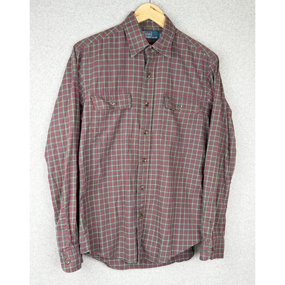 Polo by Ralph Lauren Plaid Button Shirt Mens Small Red Green